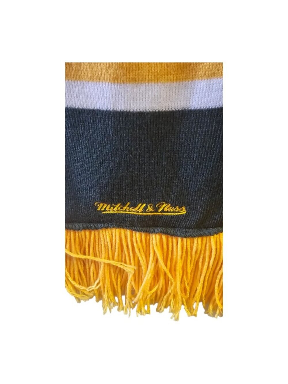 Mitchell & Ness Football Neck Scarf Unisex Green & Yellow Embroidered college - Picture 7 of 7